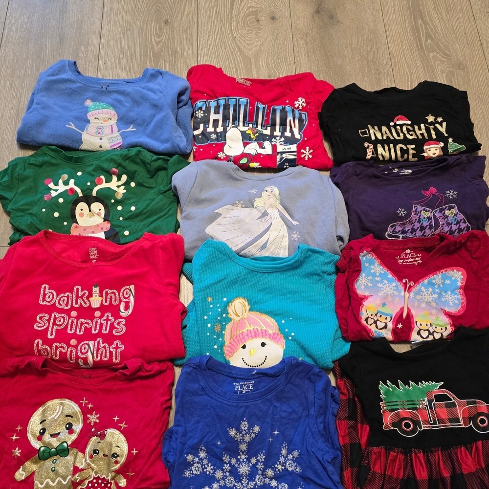 Girls 4T Christmas Holiday Tops Lot of 12